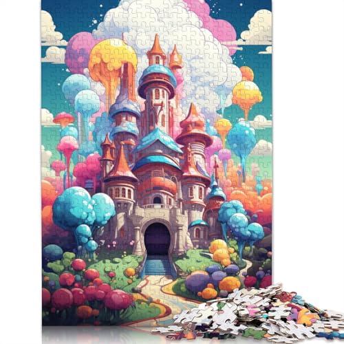 Puzzle farbenfrohes psychedelisches Süßigkeitenschloss 1000 Teile Holzpuzzle für Erwachsene und Kinder ab Jahren tolles Geschenk für Erwachsene 1000 Teile (75 x 50 cm) von wuzihanptpt