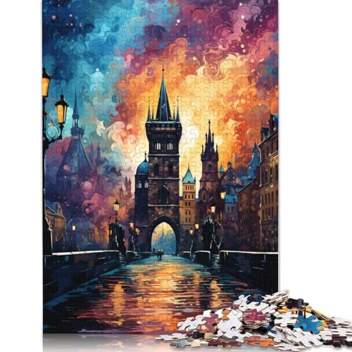 Puzzle für Erwachsene „Die farbenfrohe Psychedelie der Karlsbrücke“ Puzzle für Erwachsene 1000 Teile Papierpuzzle für Erwachsene und Kinder ab 10 Jahren Geschenk zum Geburtstag von wuzihanptpt