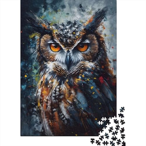 Puzzle für Erwachsene 1000 Stück Eulenporträt in Ölfarbe Puzzles für Erwachsene Holzpuzzle Lernspielzeug 1000 Teile (75 x 50 cm) von wuzihanptpt