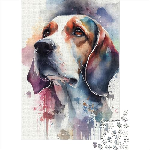 Puzzle für Erwachsene 1000 Teile Beagle-Aquarell 1000 Teile Puzzle aus Holz für Erwachsene und Jugendliche ab 14 Jahren 1000 Teile Puzzle-Geschenke 1000 Teile (75 x 50 cm) von wuzihanptpt