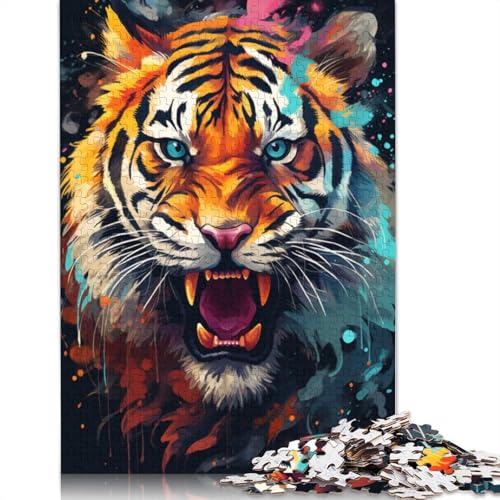 Puzzle für Erwachsene 1000 Teile Fantasie bunter Tiger Puzzle für Erwachsene und Kinder Papierpuzzle Lernspielzeug 1000 Teile (38 x 26 cm) von wuzihanptpt