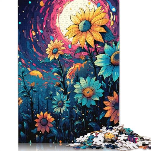 Puzzle für Erwachsene 1000 Teile Farbgemälde von Sonnenblumen Puzzle für Erwachsene Holzpuzzle Erwachsene und Kinder 1000 Teile (75 x 50 cm) von wuzihanptpt