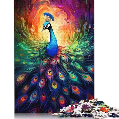 Puzzle für Erwachsene 1000 Teile Geschenk buntes psychedelisches Pfauen-Puzzle Papierpuzzle pädagogisches Spielzeug zum Stressabbau Puzzle 1000 Teile (38 x 26 cm) von wuzihanptpt