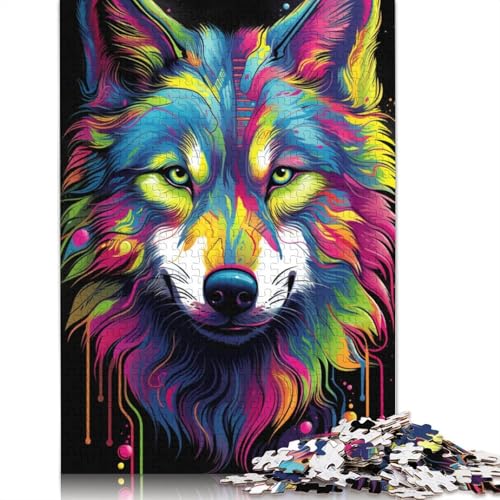 Puzzle für Erwachsene 1000 Teile Geschenk farbenfrohes psychedelisches Wolf-Puzzle Papierpuzzle pädagogisches Spielzeug zum Stressabbau Puzzle 1000 Teile (38 x 26 cm) von wuzihanptpt