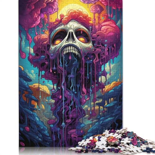 Puzzle für Erwachsene 1000 Teile Geschenke farbenfrohes psychedelisches Totenkopf-Puzzle Papierpuzzle pädagogisches Spielzeug zum Stressabbau Puzzle 1000 Teile (38 x 26 cm) von wuzihanptpt