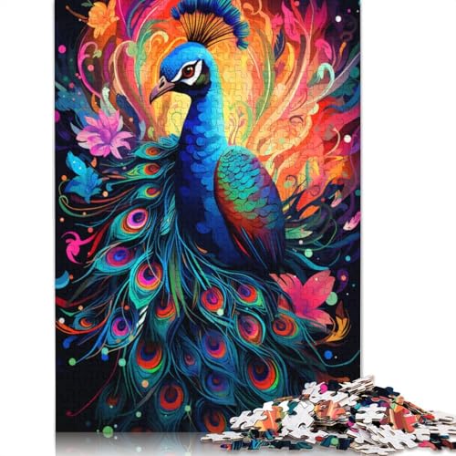 Puzzle für Erwachsene 1000 Teile Malerei farbenfrohe Pfauenkunst Puzzle für Erwachsene Papierpuzzle Lernspiel 1000 Teile (38 x 26 cm) von wuzihanptpt