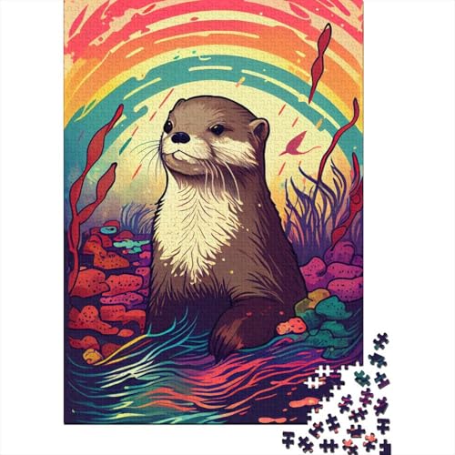 Puzzle für Erwachsene 1000 Teile Otter-Regenbogen für Erwachsene und Jugendliche ab 12 Jahren Holzpuzzle Stressabbau 1000 Teile (75 x 50 cm) von wuzihanptpt