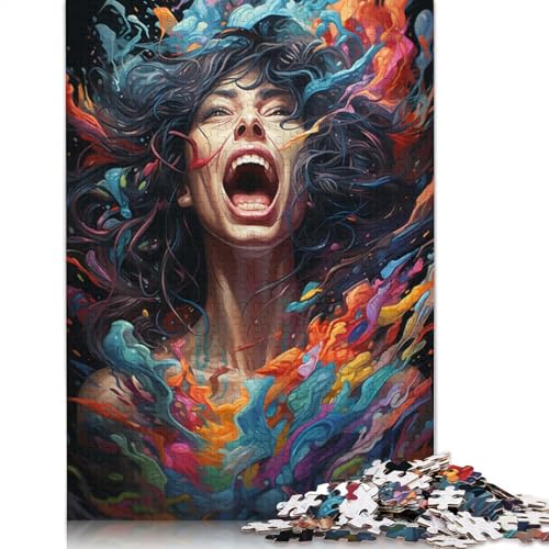 Puzzle für Erwachsene 1000 Teile Psychedelisches Gemälde Mädchen Puzzles für Erwachsene Holzpuzzle Lernspielzeug 1000 Teile (75 x 50 cm) von wuzihanptpt