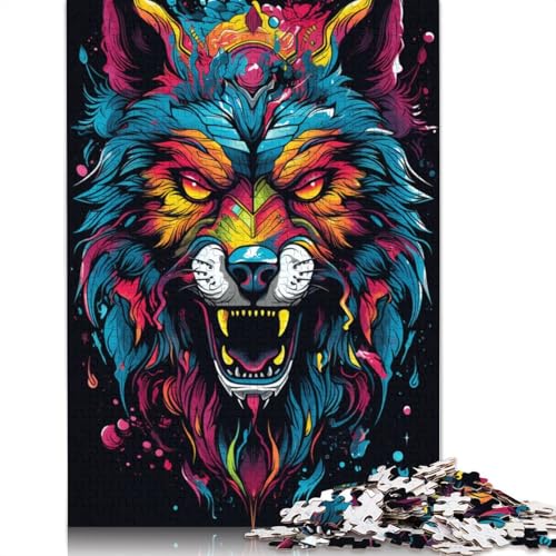 Puzzle für Erwachsene 1000 Teile buntes Gemälde Tier Wolf Puzzle für Erwachsene Papierpuzzle Lernspiele für Erwachsene und Kinder 1000 Teile (38 x 26 cm) von wuzihanptpt