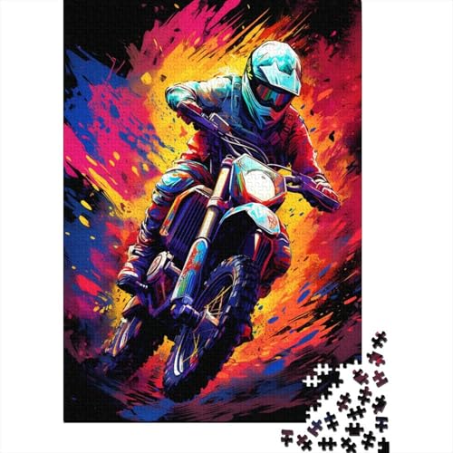 Puzzle für Erwachsene 1000 Teile buntes Motorrad-Rennfahrer-Puzzle für Erwachsene Holzplatten-Puzzle Puzzle für Erwachsene Geschenke 1000 Teile (75 x 50 cm) von wuzihanptpt