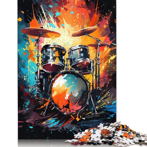 Puzzle für Erwachsene 1000 Teile buntes psychedelisches Trommel-Set Puzzle aus Papier Puzzle für Erwachsene Geschenke 1000 Teile (38 x 26 cm) von wuzihanptpt