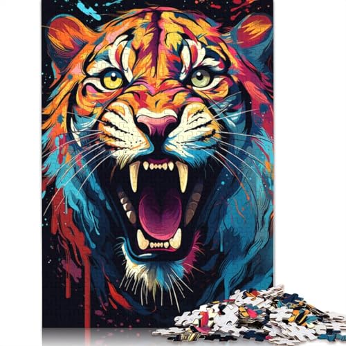 Puzzle für Erwachsene 1000 Teile exotischer bunter Tiger Puzzle für Erwachsene und Kinder Papierpuzzle Lernspielzeug 1000 Teile (38 x 26 cm) von wuzihanptpt