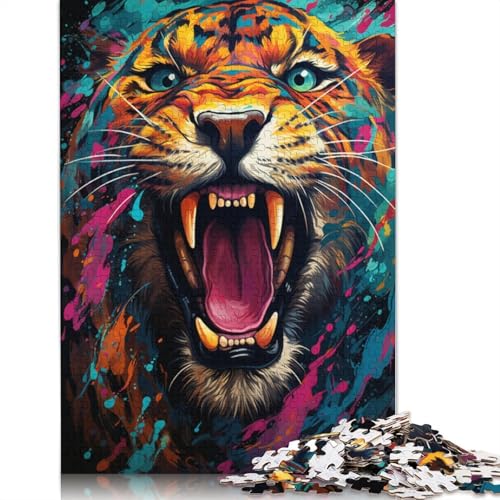 Puzzle für Erwachsene 1000 Teile farbenfrohe Psychedelie süßer Kleiner kosmischer Leoparden Puzzle für Erwachsene Holzpuzzle Lernspielzeug 1000 Teile (75 x 50 cm) von wuzihanptpt