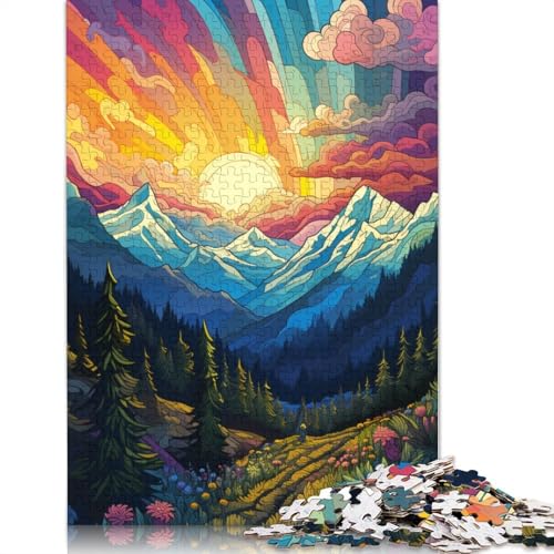 Puzzle für Erwachsene 1000 Teile farbenfrohe psychedelische Berge Puzzle für Erwachsene Holzpuzzle Erwachsene und Kinder 1000 Teile (75 x 50 cm) von wuzihanptpt