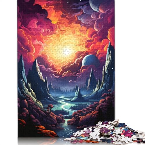 Puzzle für Erwachsene 1000 Teile farbenfrohe psychedelische Morgendämmerung in der Weltraumlandschaft Puzzle für Kinder Papierpuzzle Lernspiel 1000 Teile (38 x 26 cm) von wuzihanptpt