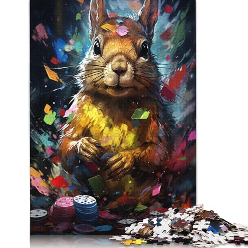 Puzzle für Erwachsene 1000 Teile farbenfrohes psychedelisches Eichhörnchen-Poker-Puzzle für Erwachsene und Kinder Holzpuzzle Lernspielzeug 1000 Teile (75 x 50 cm) von wuzihanptpt