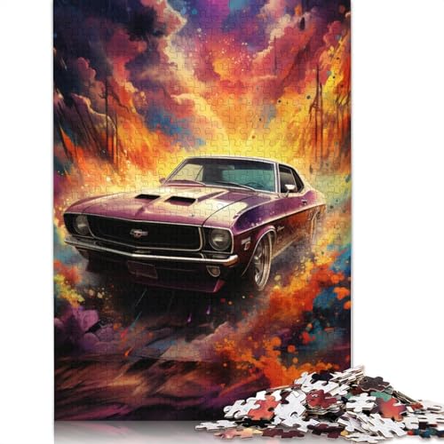 Puzzle für Erwachsene 1000 Teile farbenfrohes psychedelisches Flammen-Sportauto Puzzle für Erwachsene Papierpuzzle Lernspielzeug 1000 Teile (38 x 26 cm) von wuzihanptpt