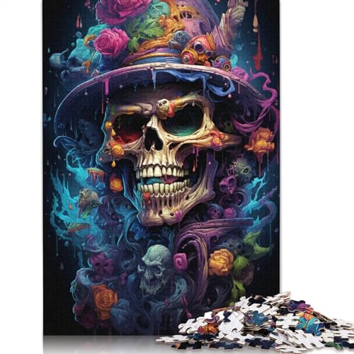 Puzzle für Erwachsene 1000 Teile farbenfrohes psychedelisches Gangster-Totenkopf-Puzzle für Erwachsene Holzpuzzle Erwachsene und Kinder 1000 Teile (75 x 50 cm) von wuzihanptpt