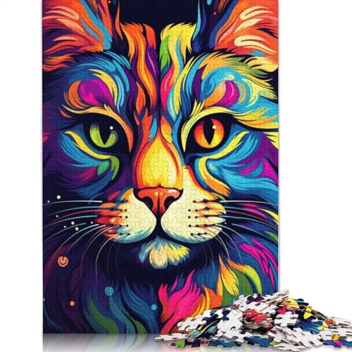 Puzzle für Erwachsene 1000 Teile farbenfrohes psychedelisches Katzen-Puzzle für Erwachsene Papierpuzzle für Familienspaß und Spieleabend 1000 Teile (38 x 26 cm) von wuzihanptpt