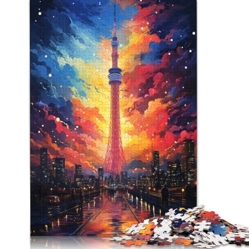 Puzzle für Erwachsene 1000 Teile farbenfrohes psychedelisches Neon-Puzzle „Tokio City“ Puzzle für Erwachsene Papierpuzzle Lernspiele für Erwachsene und Kinder 1000 Teile (38 x 26 cm) von wuzihanptpt