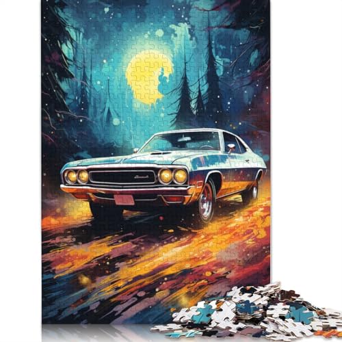 Puzzle für Erwachsene 1000 Teile farbenfrohes psychedelisches Neonauto-Mond-Puzzle für Erwachsene Papierpuzzle Lernspiel 1000 Teile (38 x 26 cm) von wuzihanptpt