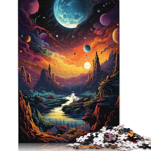 Puzzle für Erwachsene 1000 Teile farbenfrohes psychedelisches Planeten-Puzzle für Kinder Holzpuzzle Heimdekoration 1000 Teile (75 x 50 cm) von wuzihanptpt