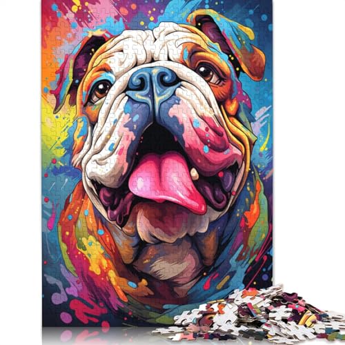 Puzzle für Erwachsene 1000 Teile farbenfrohes psychedelisches Puzzle von Psychedelic Bulldog Puzzle aus Papier Puzzle für Erwachsene Geschenke 1000 Teile (38 x 26 cm) von wuzihanptpt