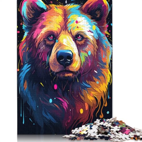 Puzzle für Erwachsene 1000 Teile farbenfrohes psychedelisches Tier-Bären-Puzzle für Erwachsene und Kinder Papierpuzzle Lernspielzeug 1000 Teile (38 x 26 cm) von wuzihanptpt