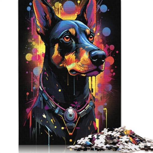 Puzzle für Erwachsene 1000 Teile farbenfrohes psychedelisches schwarzes Hundekunst-Puzzle für Erwachsene und Kinder Holzpuzzle Lernspielzeug 1000 Teile (75 x 50 cm) von wuzihanptpt