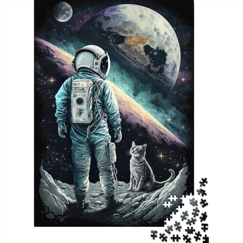 Puzzle für Erwachsene 300 Stück Astronauten- und Katzen-Puzzle für Erwachsene Holzbrett-Puzzle Puzzle praktisches Spiel 300 Teile (40 x 28 cm) von wuzihanptpt