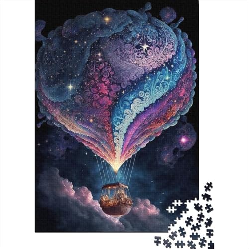 Puzzle für Erwachsene 300 Stück Ballon im Weltraum Puzzles für Erwachsene Holzpuzzle Lernspielzeug 300 Teile (40 x 28 cm) von wuzihanptpt