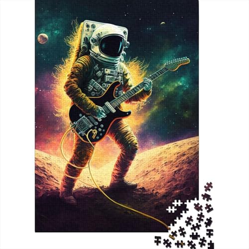 Puzzle für Erwachsene 300 Teile Astronaut spielt Gitarre Puzzle für Erwachsene Holzpuzzle Denksport-Puzzle für Erwachsene 300 Teile (40 x 28 cm) von wuzihanptpt