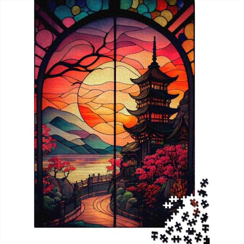 Puzzle für Erwachsene 300 Teile Japan in Buntglas Puzzle für Erwachsene Holzbrett-Puzzle Puzzle praktisches Spiel 300 Teile (40 x 28 cm) von wuzihanptpt