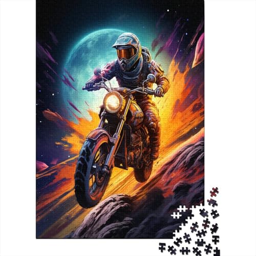 Puzzle für Erwachsene 300 Teile farbenfroher Motorradrennfahrer 300 Teile Puzzle aus Holz für Erwachsene und Jugendliche ab 14 Jahren 300 Teile Puzzlegeschenke 300 Teile (40 x 28 cm) von wuzihanptpt