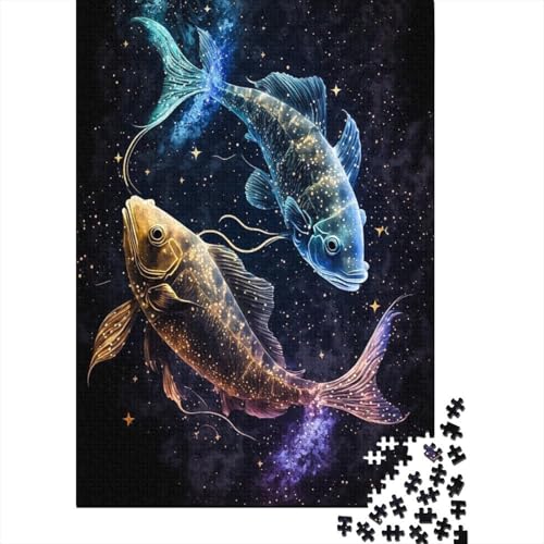 Puzzle für Erwachsene 300 Zwei-Fische-Puzzle für Erwachsene Holzbrett-Puzzle Puzzle Hands-on-Spiel 300 Teile (40x28cm) von wuzihanptpt