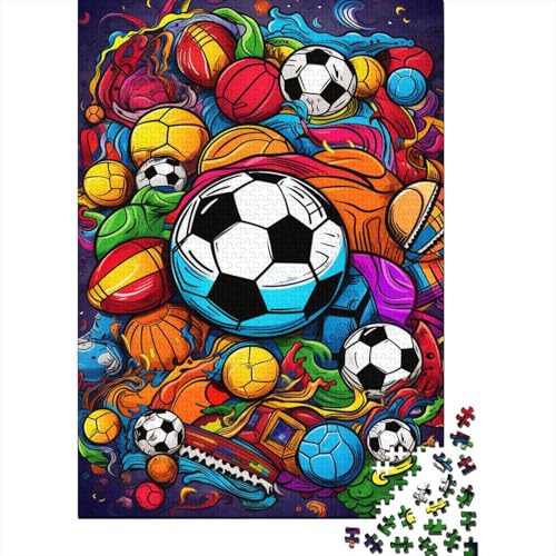 Puzzle für Erwachsene 500 Teile Fußball-Sport-Puzzle für Erwachsene Holzbrett-Puzzles Herausforderndes Spiel 500 Teile (52 x 38 cm) von wuzihanptpt