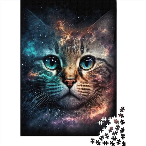 Puzzle für Erwachsene 500 Teile Space Cat für Erwachsene und Jugendliche ab 12 Jahren Holzpuzzle Stressabbau 500 Teile (52 x 38 cm) von wuzihanptpt