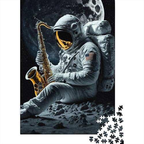 Puzzle für Erwachsene Astronauten-Saxophon 300 Teile Puzzle aus Holz für Erwachsene Teenager ab 12 Jahren Lernspiel 300 Teile (40 x 28 cm) von wuzihanptpt