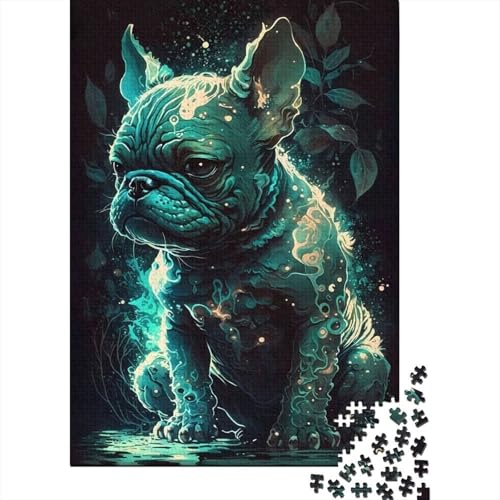 Puzzle für Erwachsene Bulldogge Hund Fantasyland Puzzle für Erwachsene 500 Teile für Erwachsene und Jugendliche schwierige und anspruchsvolle Holzbrettpuzzles 500 Teile (52 x 38 cm) von wuzihanptpt