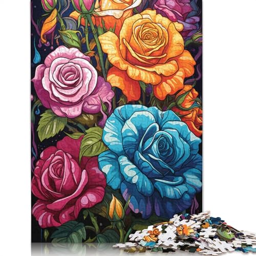 Puzzle für Erwachsene Bunte Rosen Puzzle für Erwachsene 1000 Teile Papierpuzzle für Erwachsene und Kinder ab einem Alter von 10 Jahren Heimkunstdekor 1000 Teile (38 x 26 cm) von wuzihanptpt