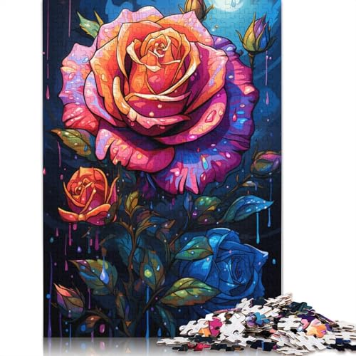 Puzzle für Erwachsene Bunte psychedelische Rosen Puzzle für Erwachsene 1000 Teile Holzpuzzle Teenager- und Kinderspiel Spielzeug für Erwachsene 1000 Teile (75 x 50 cm) von wuzihanptpt