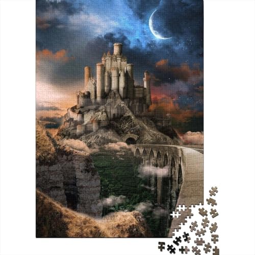 Puzzle für Erwachsene Die mittelalterliche Burg 300 Teile Puzzle aus Holz Puzzle für Erwachsene Teenager ab 12 Jahren Lernspiel 300 Teile (40 x 28 cm) von wuzihanptpt