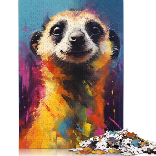 Puzzle für Erwachsene Erdmännchen buntes Puzzle für Erwachsene 1000 Teile Holzpuzzle Teenager- und Kinderspiel Spielzeug für Erwachsene 1000 Teile (75 x 50 cm) von wuzihanptpt