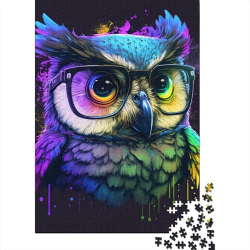 Puzzle für Erwachsene Eule Neon 300-teiliges Puzzle Holzpuzzle für Erwachsene und Jugendliche ab 12 Jahren Lernspielzeug Familienspiele 300 Teile (40 x 28 cm) von wuzihanptpt