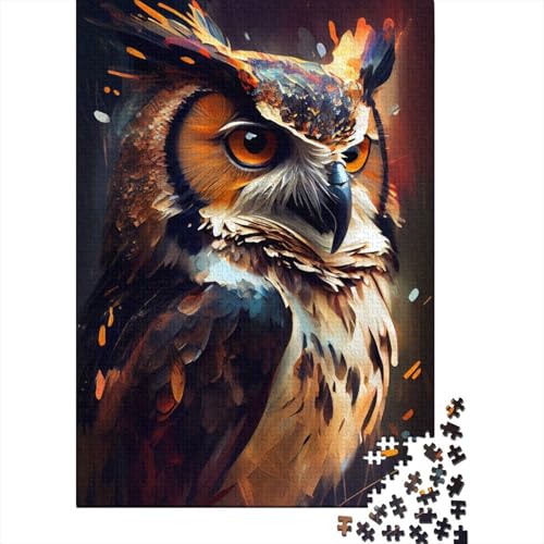 Puzzle für Erwachsene Eulen-Malerei 300 Teile für Erwachsene geeignet für Erwachsene und Jugendliche ab 12 Jahren Holzbrett-Puzzle lustige Puzzle-Spiele 300 Teile (40 x 28 cm) von wuzihanptpt