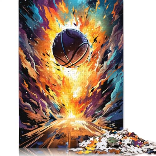 Puzzle für Erwachsene Fantasiefarbe Basketball Feuer 1000 Teile Puzzle aus Papier Puzzle für Kinder ab Jahren Lernspiel 1000 Teile (38 x 26 cm) von wuzihanptpt