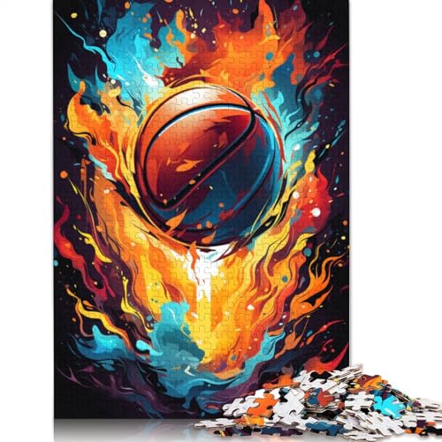 Puzzle für Erwachsene Fantasiefarbe Basketball Feuer 1000 Teile Puzzle für Erwachsene Geschenke Holzpuzzle für Kinder ab Jahren Lernspiel Herausforderungsspielzeug 1000 Teile (75 x 50 cm) von wuzihanptpt