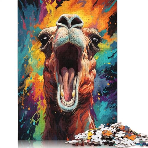 Puzzle für Erwachsene Farbgemälde von Alpakas Puzzle für Erwachsene 1000 Teile Holzpuzzle Teenager- und Kinderspiel Spielzeug für Erwachsene 1000 Teile (75 x 50 cm) von wuzihanptpt