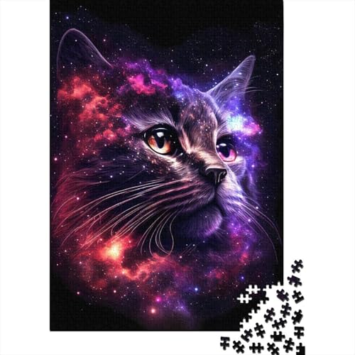 Puzzle für Erwachsene Galaxy Cat 500-teiliges Puzzle geeignet für Erwachsene und Jugendliche ab 12 Jahren Holzbrettpuzzle tolles Geschenk für Erwachsene 500 Teile (52 x 38 cm) von wuzihanptpt