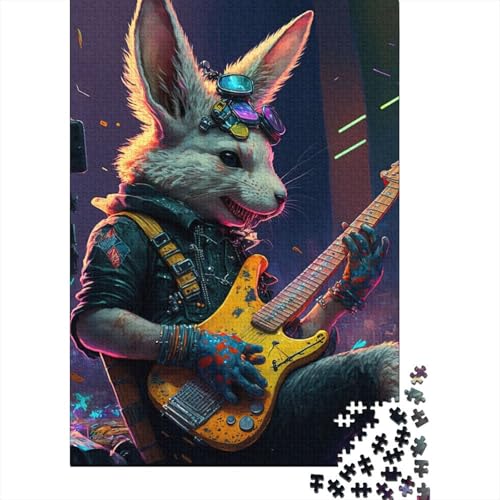 Puzzle für Erwachsene Geschenke für Kaninchen Gitarre Tier 300-teiliges Puzzle Holzpuzzle für Erwachsene Teenager ab 12 Jahren Puzzles für Erwachsene Geschenke 300 Teile (40 x 28 cm) von wuzihanptpt